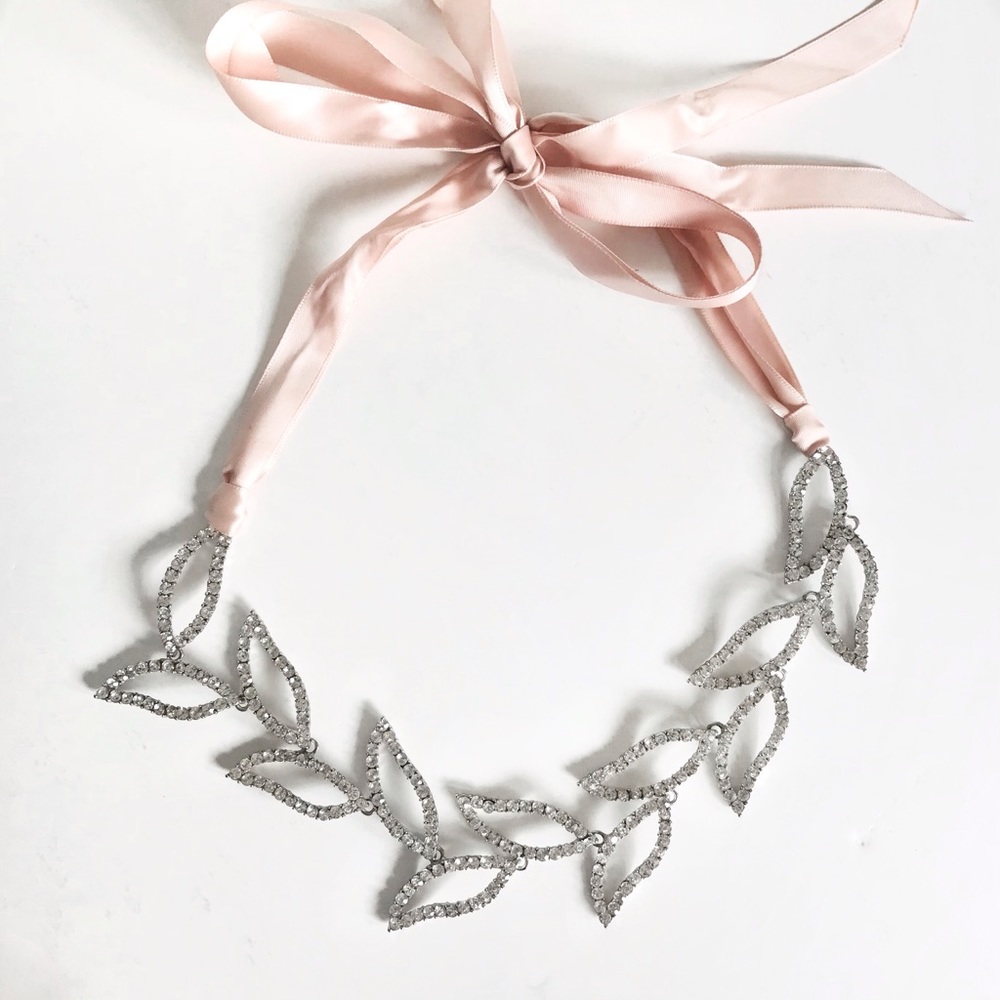 NWT Rhinestone Leaf Headwrap Tie Headband Hair Piece